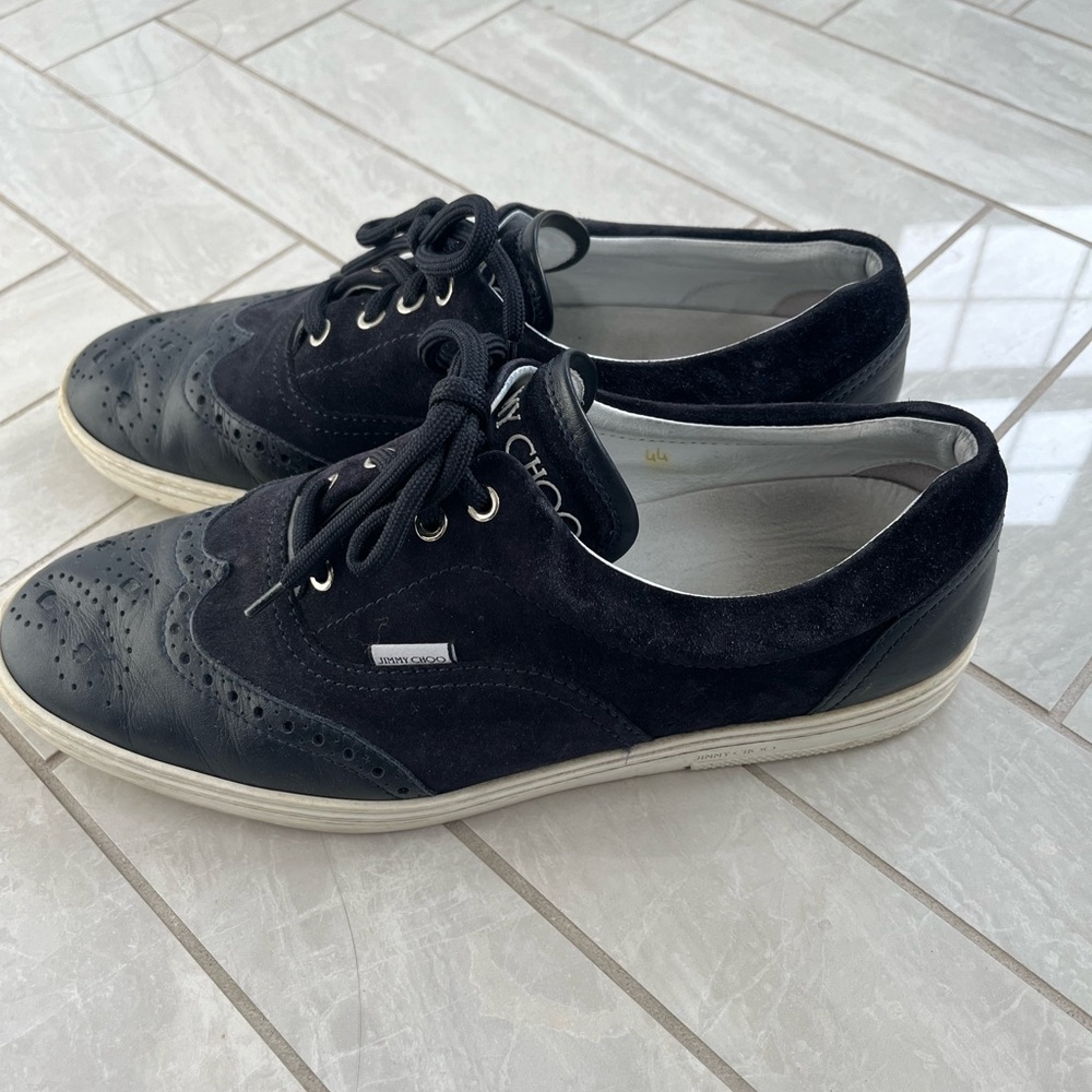 Jimmy Choo Navy Leather Mens Brian Slip-on Sneakers size 44 (US 10)